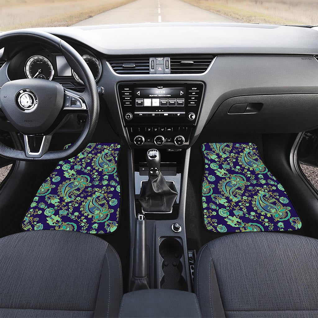 Blue Bohemian Paisley Pattern Print Front Car Floor Mats