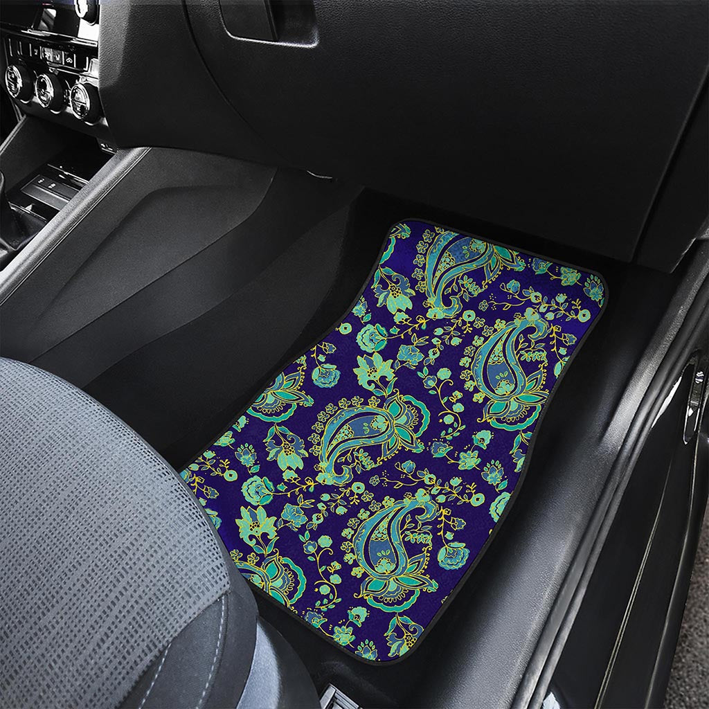 Blue Bohemian Paisley Pattern Print Front Car Floor Mats