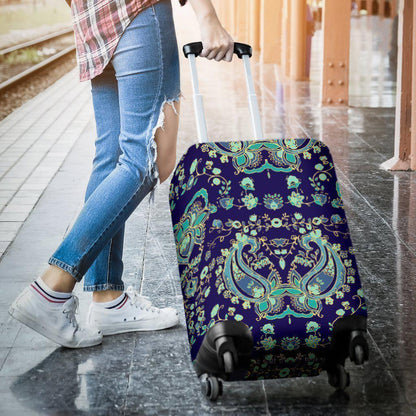 Blue Bohemian Paisley Pattern Print Luggage Cover GearFrost