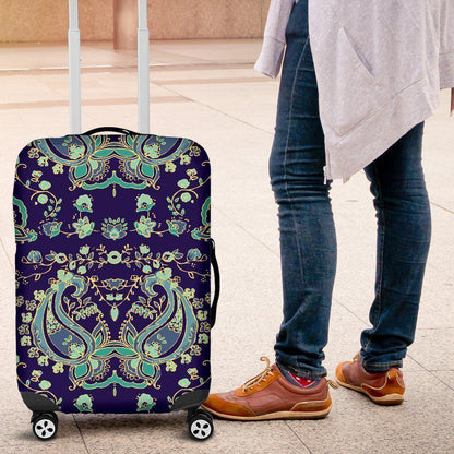 Blue Bohemian Paisley Pattern Print Luggage Cover GearFrost