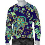 Blue Bohemian Paisley Pattern Print Men's Crewneck Sweatshirt GearFrost