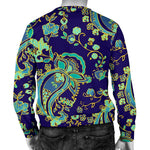 Blue Bohemian Paisley Pattern Print Men's Crewneck Sweatshirt GearFrost