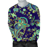 Blue Bohemian Paisley Pattern Print Men's Crewneck Sweatshirt GearFrost