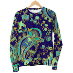 Blue Bohemian Paisley Pattern Print Men's Crewneck Sweatshirt GearFrost