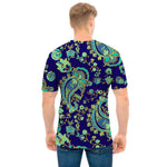 Blue Bohemian Paisley Pattern Print Men's T-Shirt
