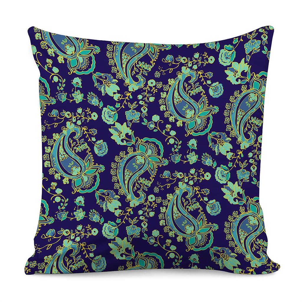 Blue Bohemian Paisley Pattern Print Pillow Cover