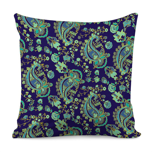 Blue Bohemian Paisley Pattern Print Pillow Cover