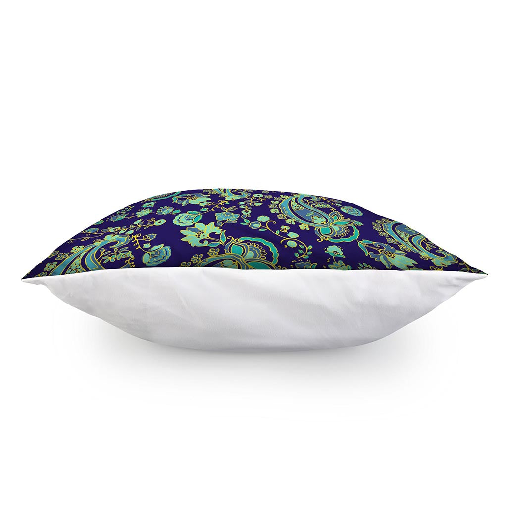 Blue Bohemian Paisley Pattern Print Pillow Cover