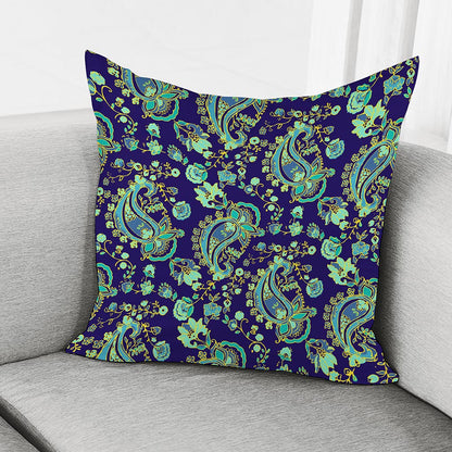 Blue Bohemian Paisley Pattern Print Pillow Cover
