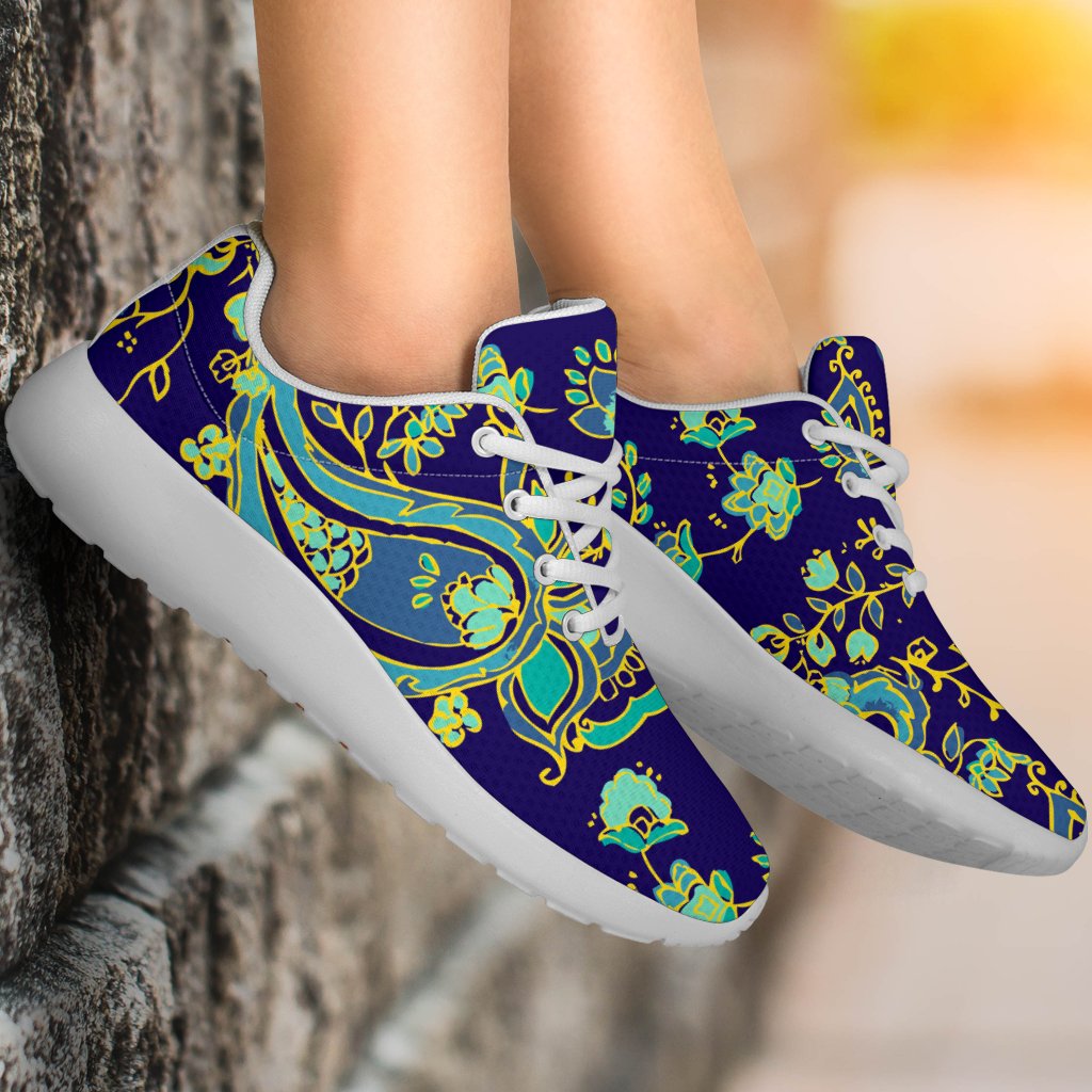 Blue Bohemian Paisley Pattern Print Sport Shoes GearFrost