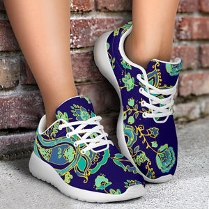 Blue Bohemian Paisley Pattern Print Sport Shoes GearFrost