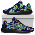 Blue Bohemian Paisley Pattern Print Walking Shoes