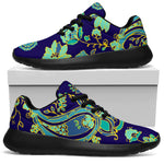 Blue Bohemian Paisley Pattern Print Sport Shoes GearFrost