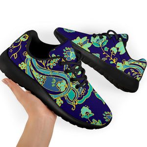 Blue Bohemian Paisley Pattern Print Sport Shoes GearFrost