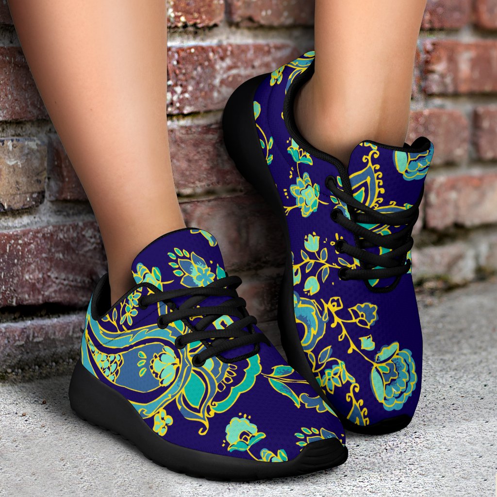 Blue Bohemian Paisley Pattern Print Sport Shoes GearFrost