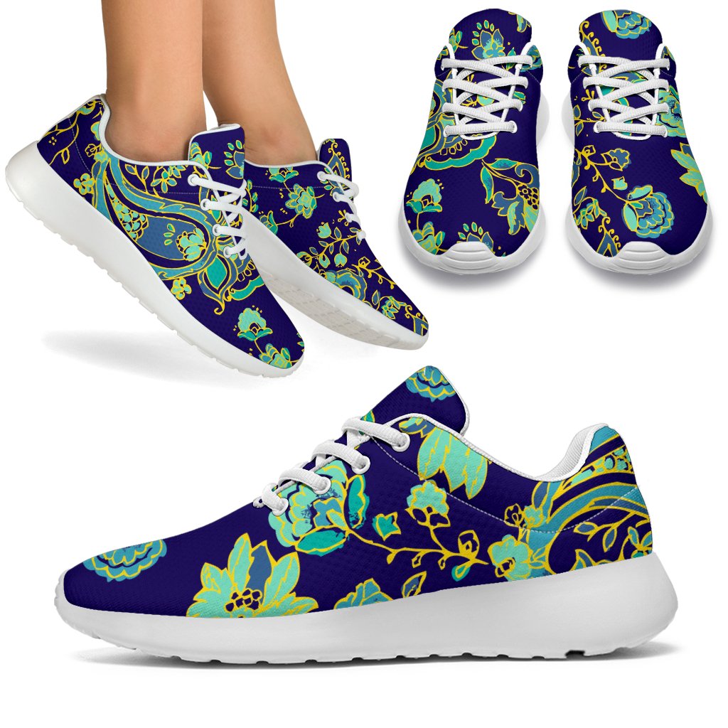 Blue Bohemian Paisley Pattern Print Sport Shoes GearFrost