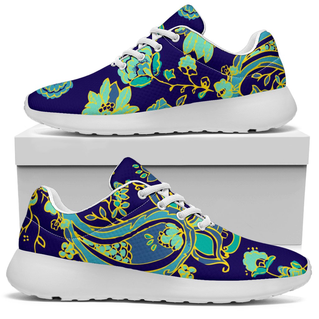 Blue Bohemian Paisley Pattern Print Sport Shoes GearFrost