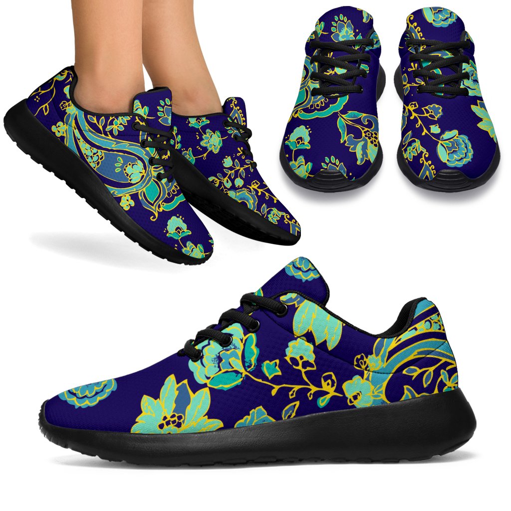 Blue Bohemian Paisley Pattern Print Sport Shoes GearFrost