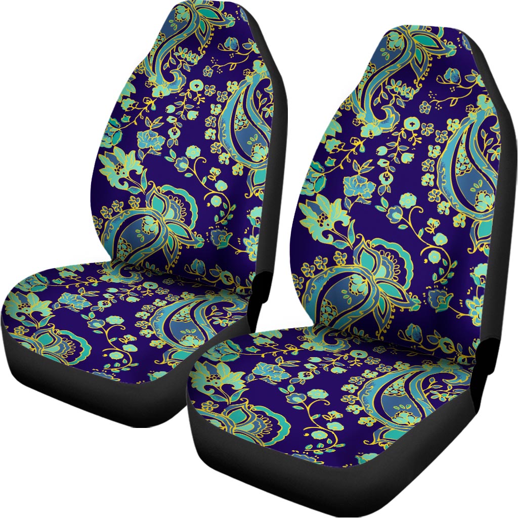 Blue Bohemian Paisley Pattern Print Universal Fit Car Seat Covers