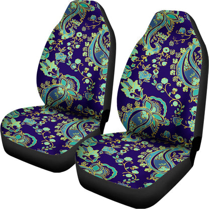 Blue Bohemian Paisley Pattern Print Universal Fit Car Seat Covers