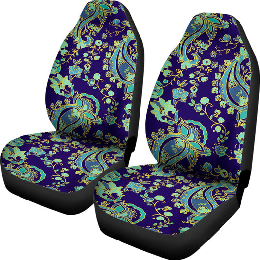 Blue Bohemian Paisley Pattern Print Universal Fit Car Seat Covers