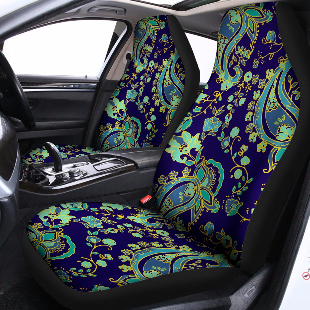 Blue Bohemian Paisley Pattern Print Universal Fit Car Seat Covers