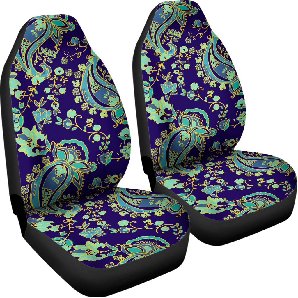 Blue Bohemian Paisley Pattern Print Universal Fit Car Seat Covers