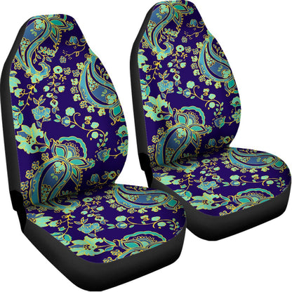 Blue Bohemian Paisley Pattern Print Universal Fit Car Seat Covers