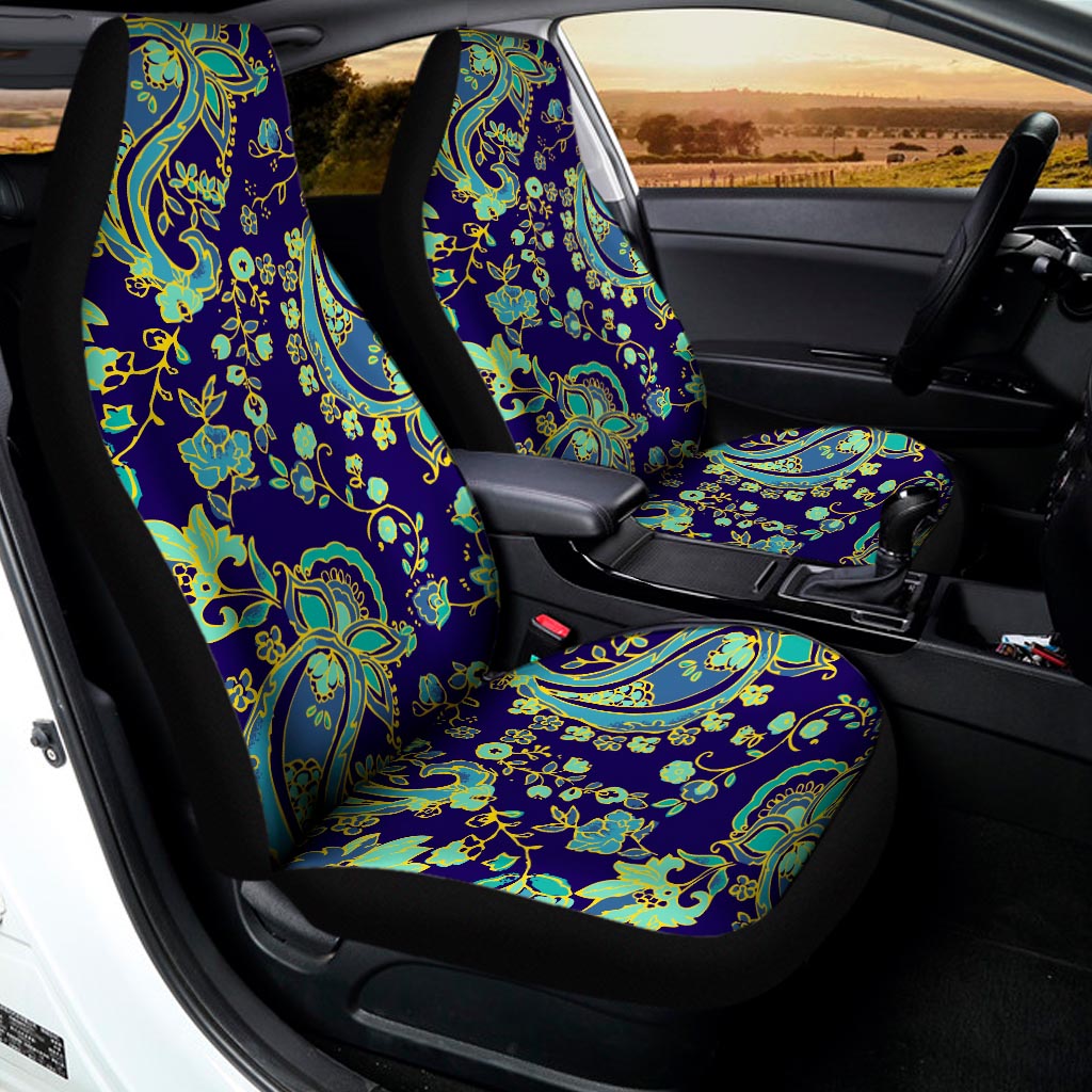Blue Bohemian Paisley Pattern Print Universal Fit Car Seat Covers