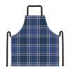 Blue Border Tartan Pattern Print Apron