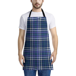 Blue Border Tartan Pattern Print Apron