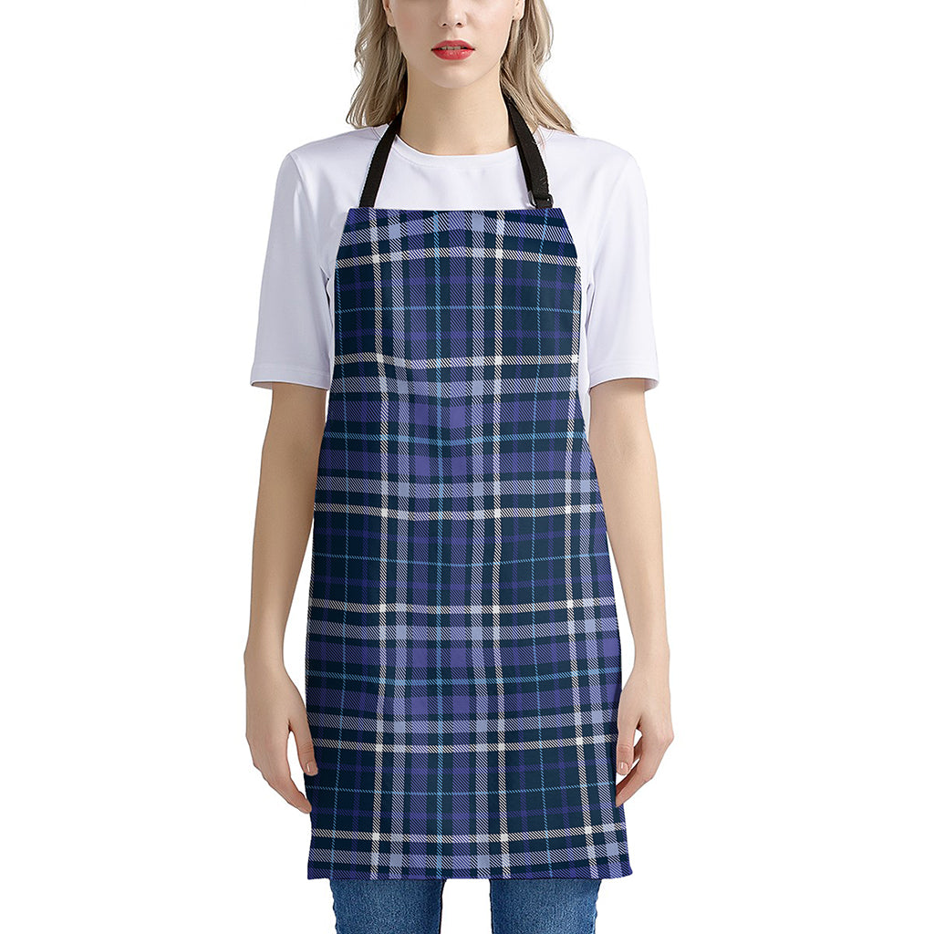 Blue Border Tartan Pattern Print Apron