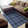 Blue Border Tartan Pattern Print Floor Mat
