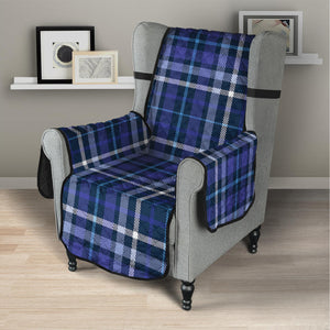 Blue Border Tartan Pattern Print Armchair Protector