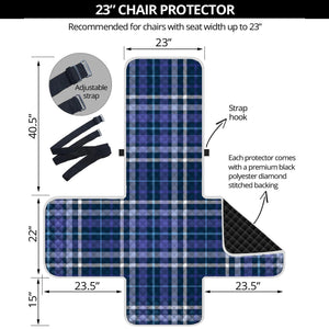 Blue Border Tartan Pattern Print Armchair Protector