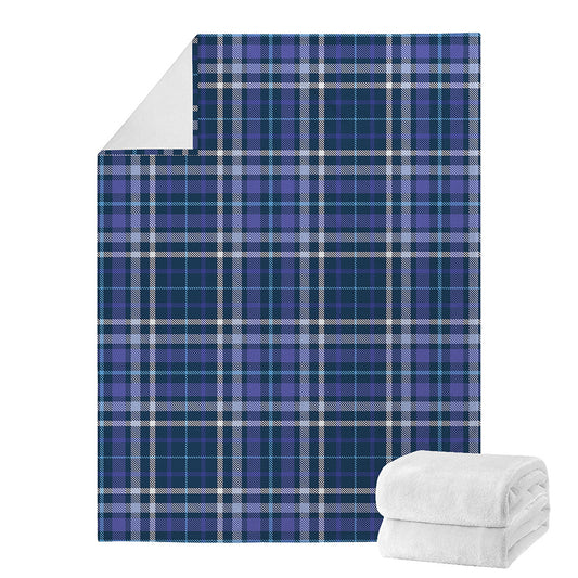 Blue Border Tartan Pattern Print Blanket