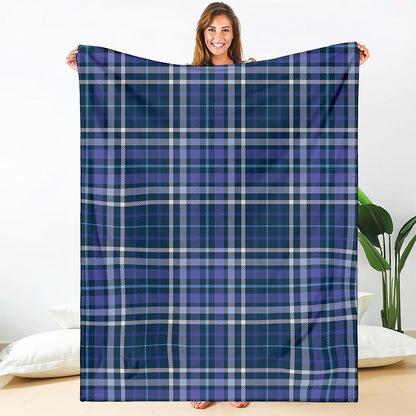 Blue Border Tartan Pattern Print Blanket
