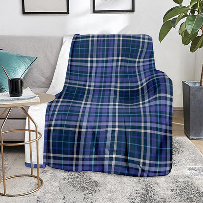 Blue Border Tartan Pattern Print Blanket