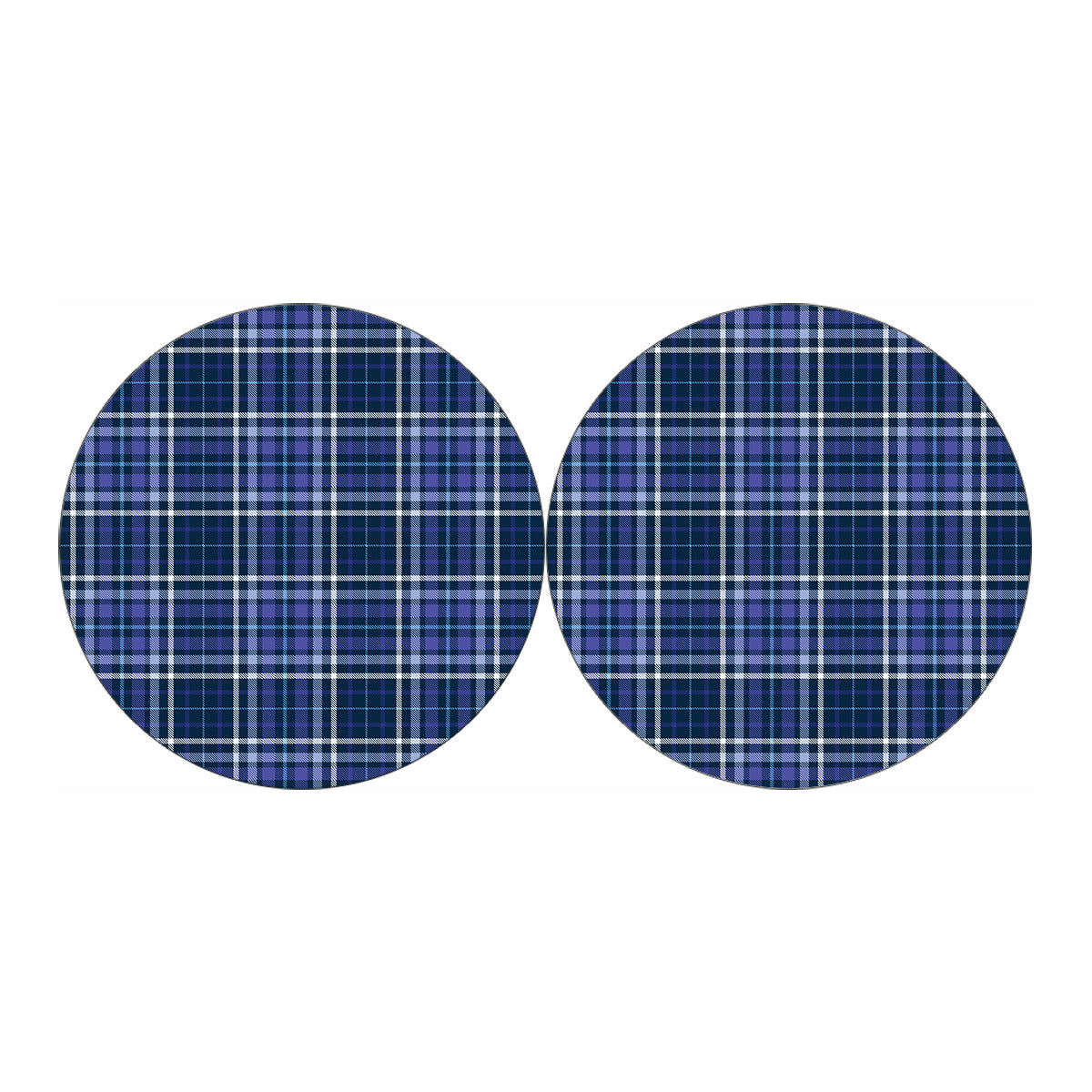 Blue Border Tartan Pattern Print Car Coasters