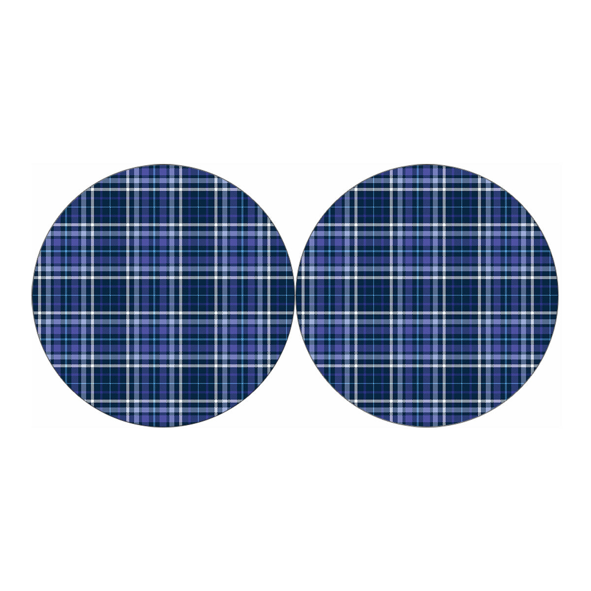 Blue Border Tartan Pattern Print Car Coasters