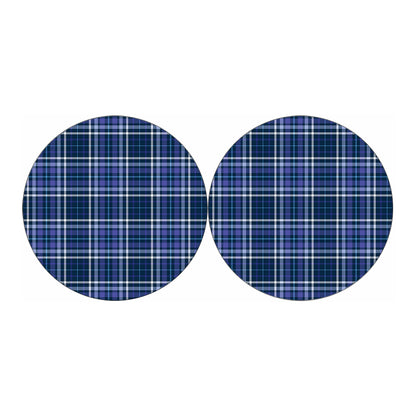 Blue Border Tartan Pattern Print Car Coasters