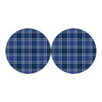 Blue Border Tartan Pattern Print Car Coasters