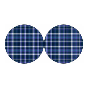 Blue Border Tartan Pattern Print Car Coasters