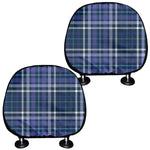 Blue Border Tartan Pattern Print Car Headrest Covers