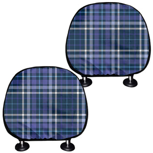 Blue Border Tartan Pattern Print Car Headrest Covers