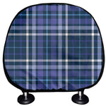 Blue Border Tartan Pattern Print Car Headrest Covers