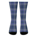 Blue Border Tartan Pattern Print Crew Socks