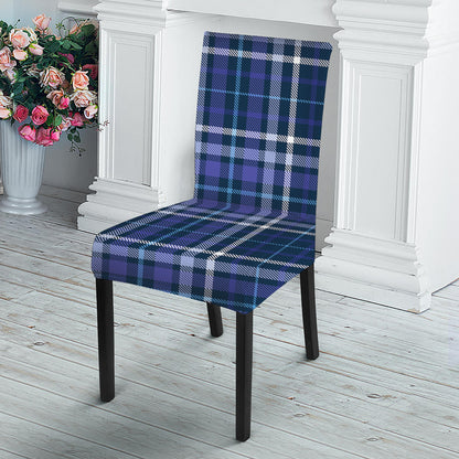 Blue Border Tartan Pattern Print Dining Chair Slipcover