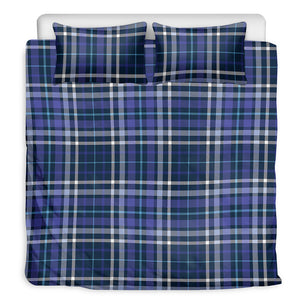 Blue Border Tartan Pattern Print Duvet Cover Bedding Set