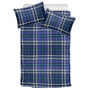 Blue Border Tartan Pattern Print Duvet Cover Bedding Set